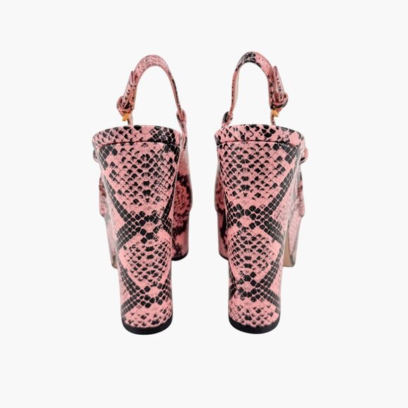 Gucci Baby 120 Horsebit Platform Pumps EU 38.5 US 8.5 Pink Python Slingback Heel - Picture 8 of 13